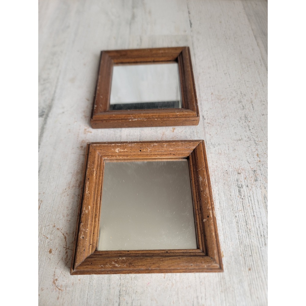 Mini vintage framed mirror wall hanging home decor set unique brown figure